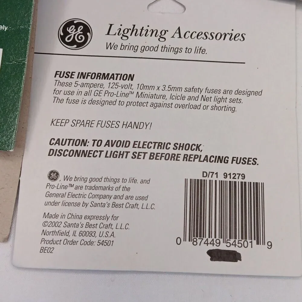 Tree Light Replacement Pearl Lights Bulbs Green Yellow Red and GE Safety Fuses